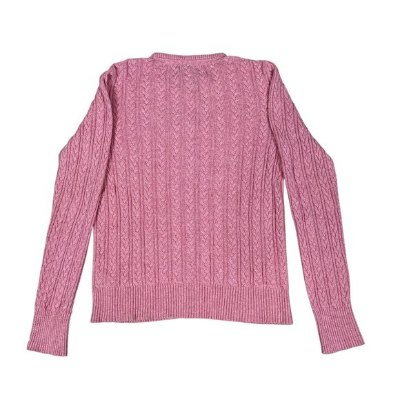 Vintage Eddie Bauer Angora Cashmere Blend Pink Cable Knit Cardigan Size Medium - Picture 2 of 3